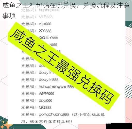 咸鱼之王礼包码在哪兑换？兑换流程及注意事项