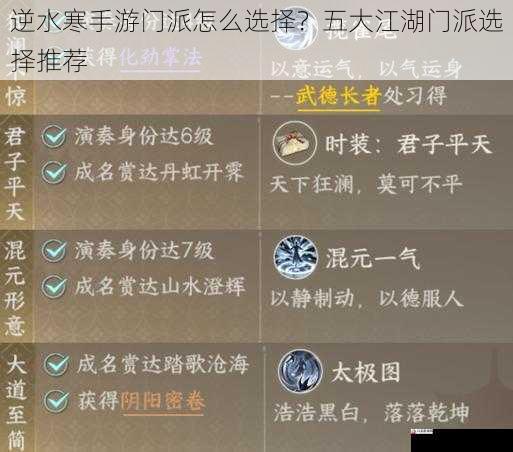 逆水寒手游门派怎么选择？五大江湖门派选择推荐