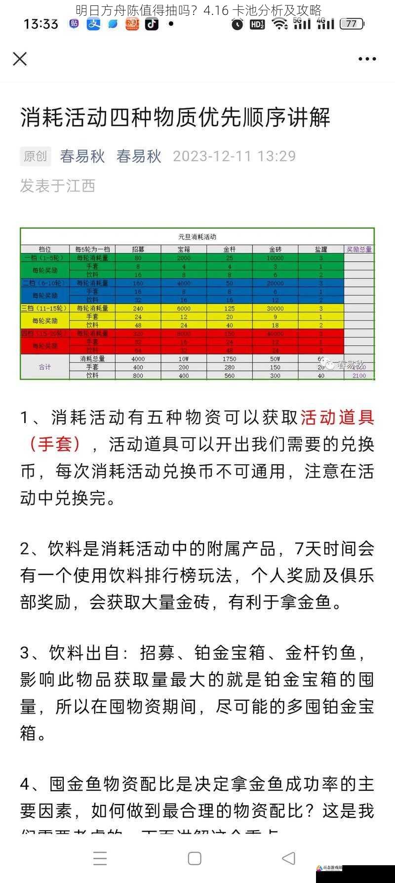 获取难度与资源消耗