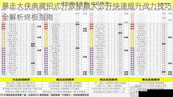 暴走大侠典藏招式升级秘籍大公开快速提升战力技巧全解析终极指南